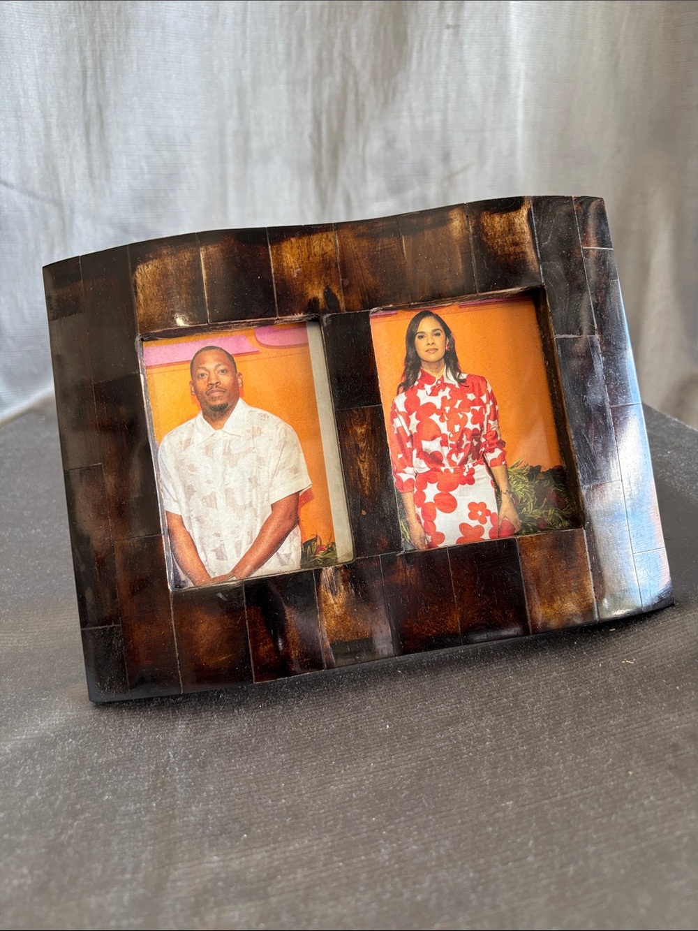 Dark Brown Double Photo Frame - Home Accents coconut shell